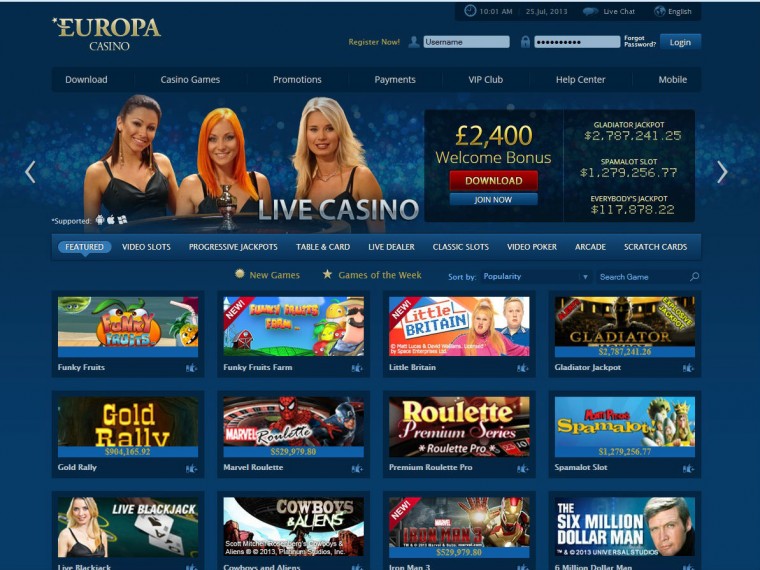 Слоты Europa Casino